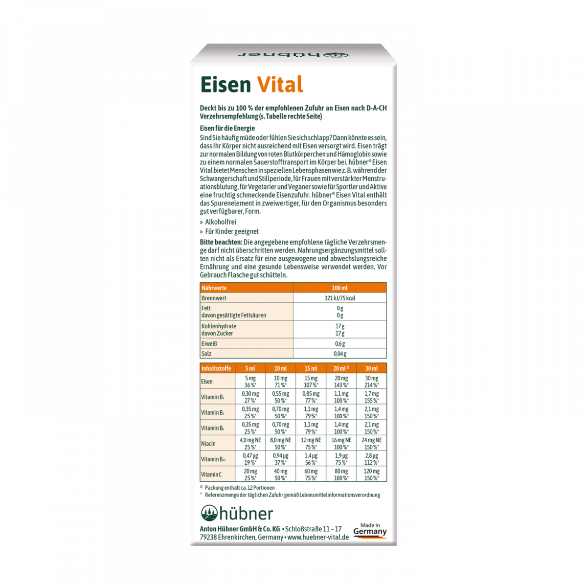 hübner® Eisen Vital 500 ml rechts